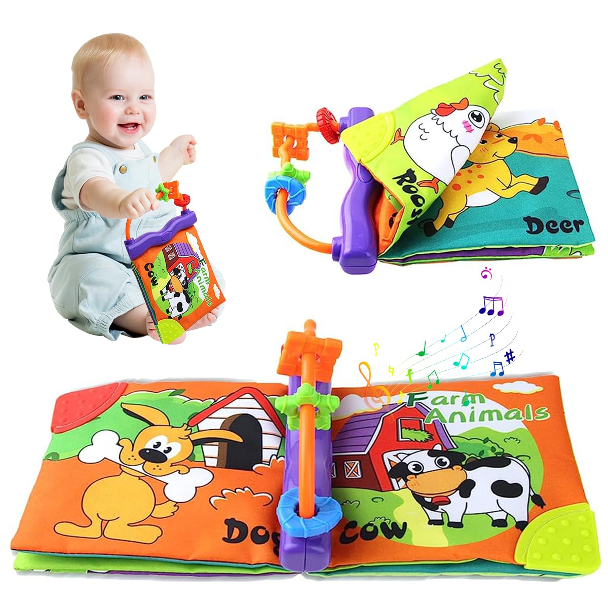 PATPAT Premium Cloth Book for Babies with Teether & Rattles Rings, Baby Toys, Sensory Toys for Kids, Fun Animal Soft Toys Book with Sounds, Developmental Toy for Kids Boys and Girls 3-12 Month Multi PATPAT Premium Cloth Book for Babies with Teether & Rattles Rings, Baby Toys, Sensory Toys for Kids, Fun Animal Soft Toys Book with Sounds, Developmental Toy for Kids Boys and Girls 3-12 Month Multi